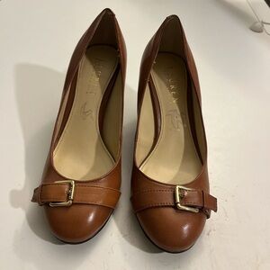 Ralph Lauren Tan Leather Flats with Buckle